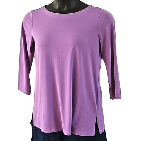 Susan Graver Essentials Liquid Knit Tunic Bright Orchid Size Small 3/4 Sleeve - Picture 2 of 8